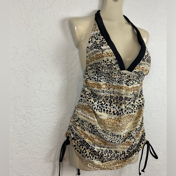 Venus Women’s Metallic Animal Print Swim Top Size 14 Tankini Top - Picture 3 of 7
